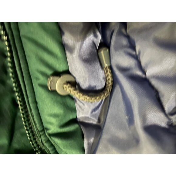 Vintage Rothschild Green Faux Fur Hooded Coat Womens M/L Velvet Bows Used Unique - Picture 10 of 16